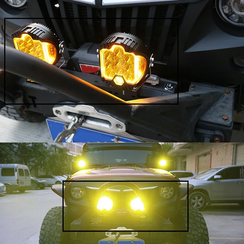 LED fog driving light 7 inch 90w 3000K 4300K yellow off road spot light 4x4 SUV