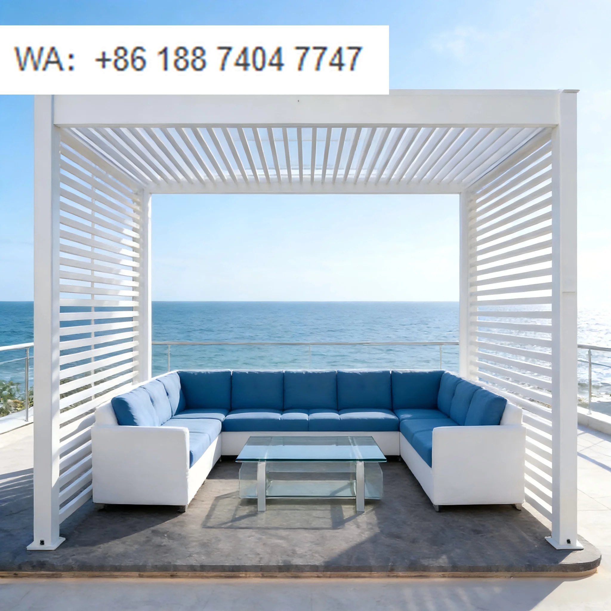 

Современная уличная биоклиматическая пергола из алюминия с поворотными ламелями 3x3, 3x4, 4x4, 6x4 м, OEM-производство