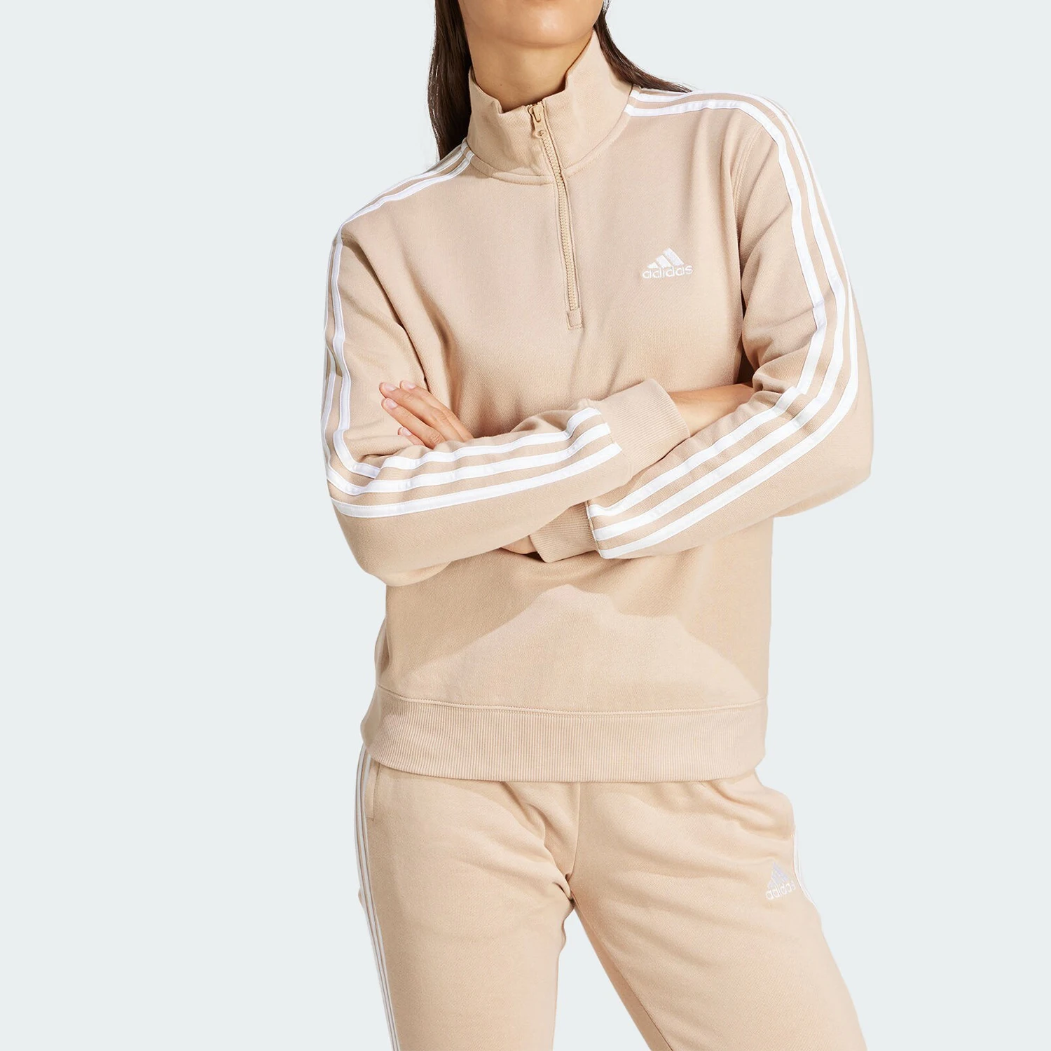 

Adidas genuine W 3S FT QZ Women's Sport Casual Stand Collar Sweatshirt IR6066