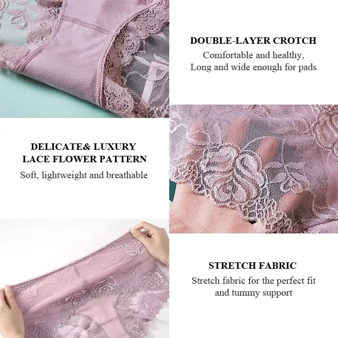 3шт женские короткие кружевные трусики с высокой талией, французское хипстерское нижнее белье