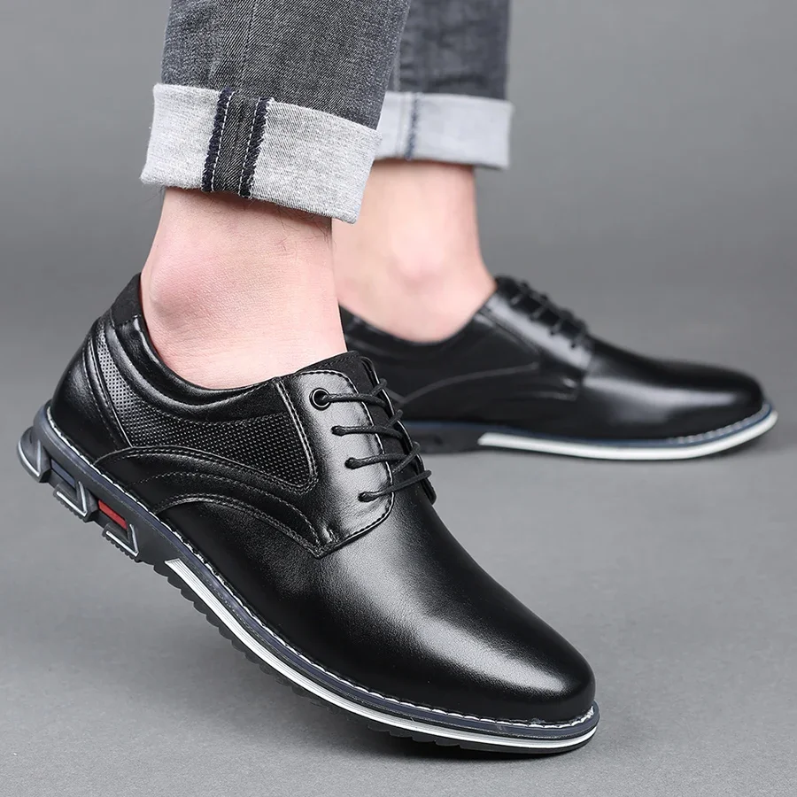 Retro Men Shoes Business Brand Leather Shoes Fashion Casual Shoes for Men Black Brown Breathable Loafers Comfort Men\'shoes 2024