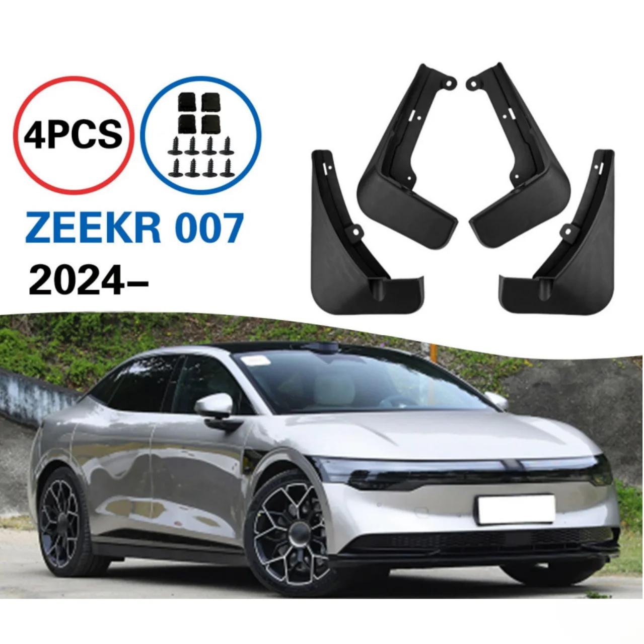 

Автомобильное крыло с краской для выпечки для Zeekr 007 2024, передние и задние полипропиленовые черные брызговики, брызговики, брызговики, автоаксессуары