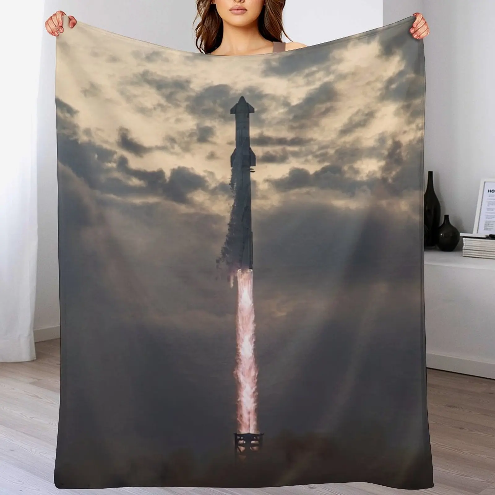 

Spacex Starship launch Throw Blanket Warm Beach Cute Plaid sofa bed Blankets