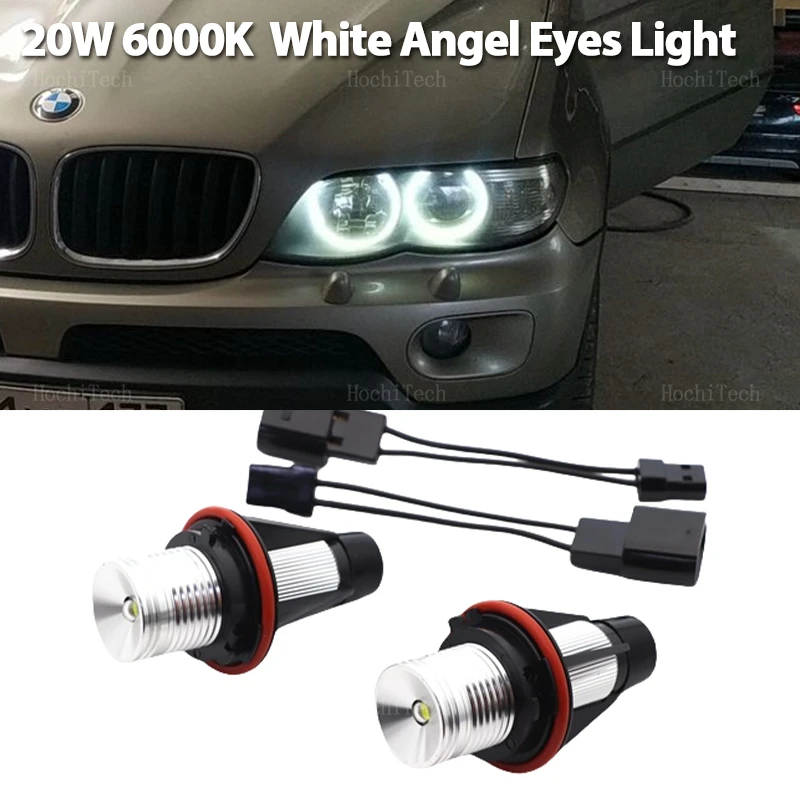 

20 Вт Автомобильная лампа Angel Eye DRL Лампа белая для BMW E87 E39 M5 E60 E61 E63 E64 M6 E65 E66 E83 X3 E53 X5 2000-2008