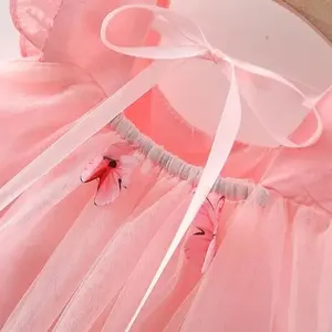 Malha vestido de princesa com mangas voadoras para crianças de 0 a 3 anos de idade, doce, cor sólida, para festa, novo, verão 8 principais vendas vestido 1 ano bebe borboleta - №6