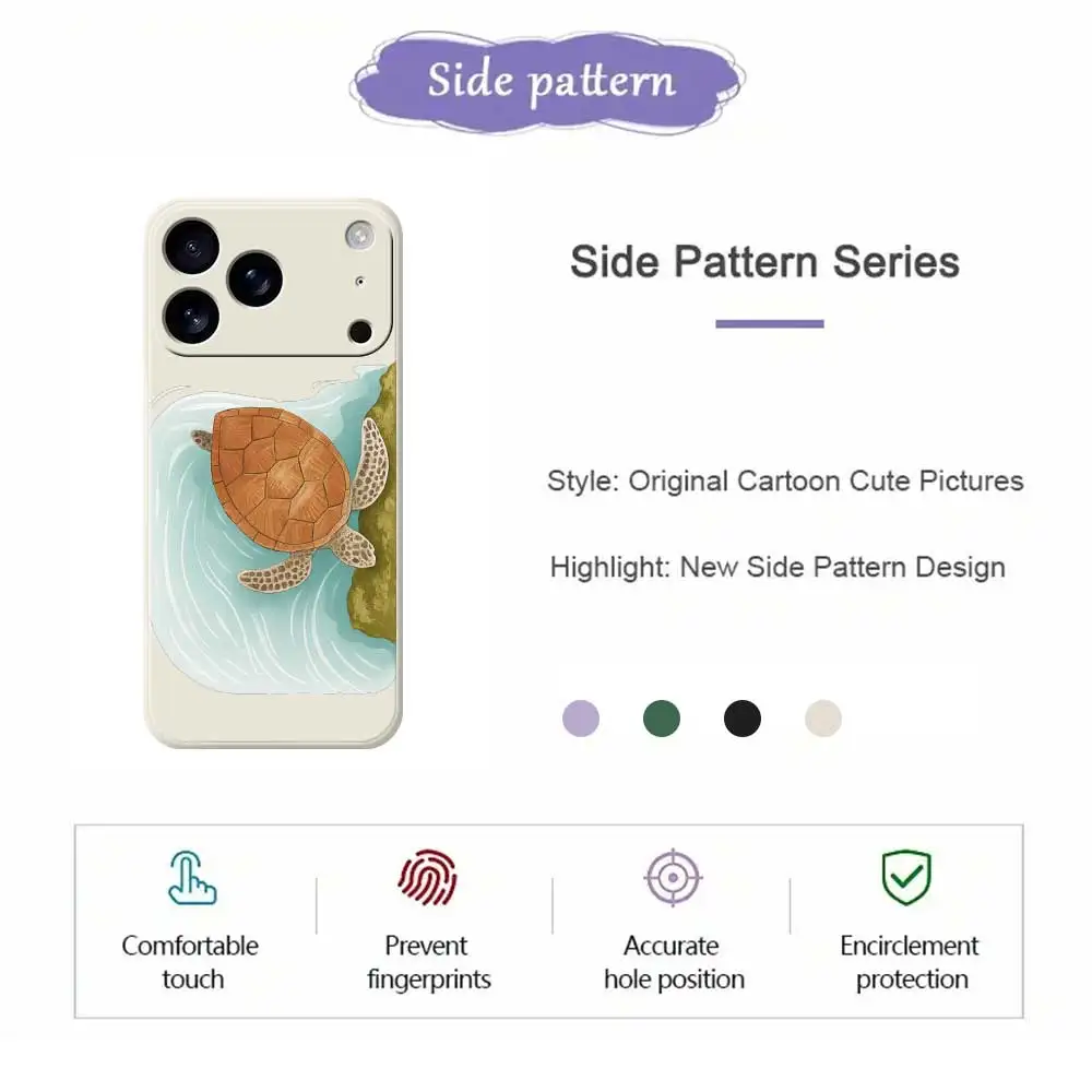 Чехол для телефона с черепаховым узором для iPhone 17 Pro Max 17 Air 16 15 14 13 12 11 Pro Max XS Max 7 8 Plus 16e 16 15 Plus Чехол из ТПУ