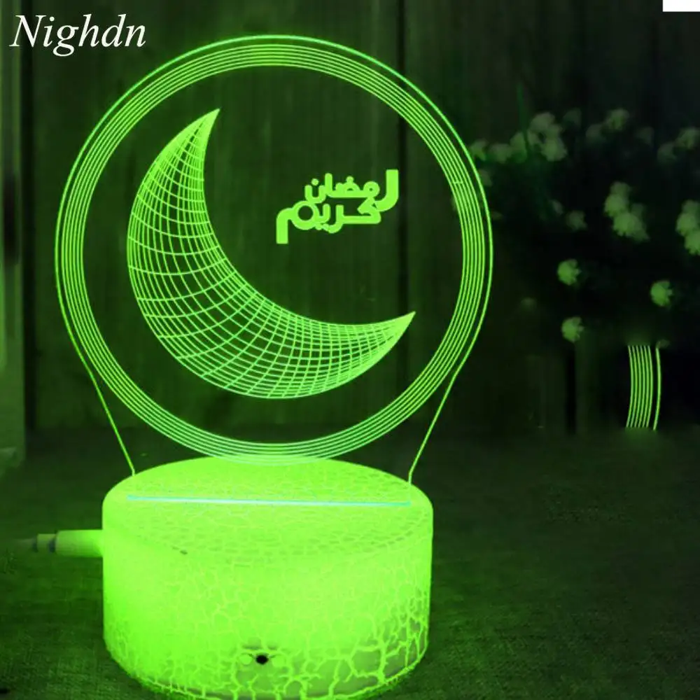 

Eid Mubarak Decoration Moon Islamic Night Light 7 Color Changing Ramadan Gift for Kids USB Table Lamp Room Decor Nightlight