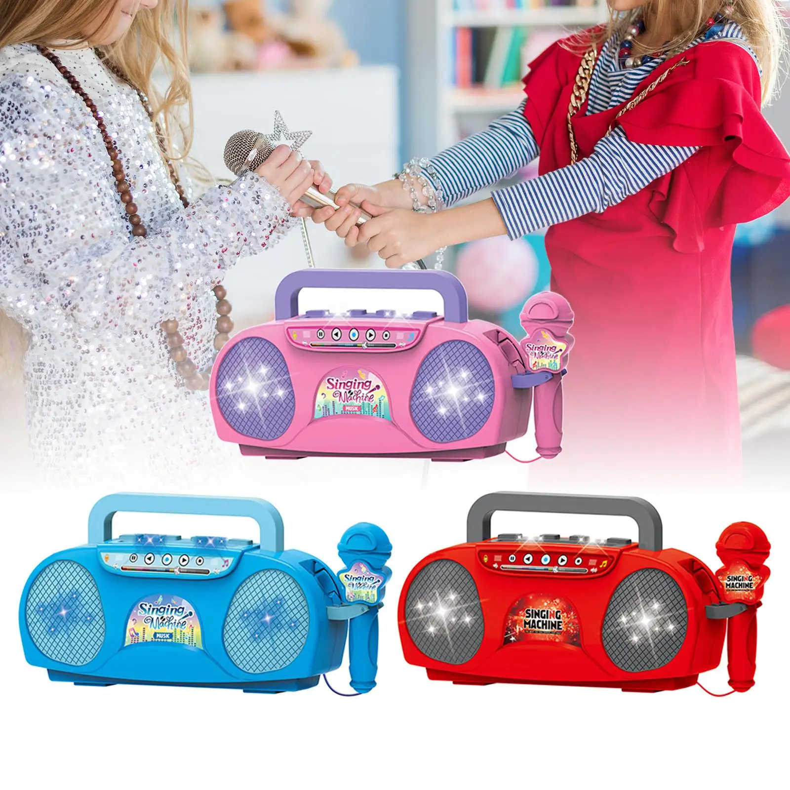 Kids Microphone Karaoke Machine Mini Speaker Multipurpose Development Toy for Preschool Outdoor Activities Home Children