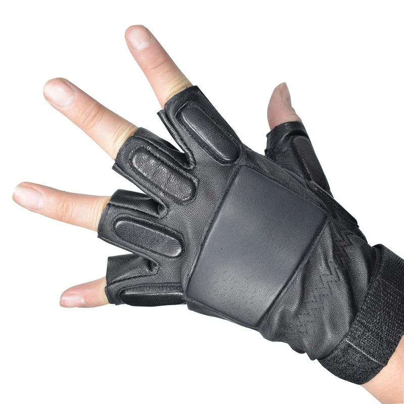 Drop Ship Men Nappa Leather Tactical Gloves Half Finger Fingerless Motorcycle Fitness Cycling Hunting Driving Glove