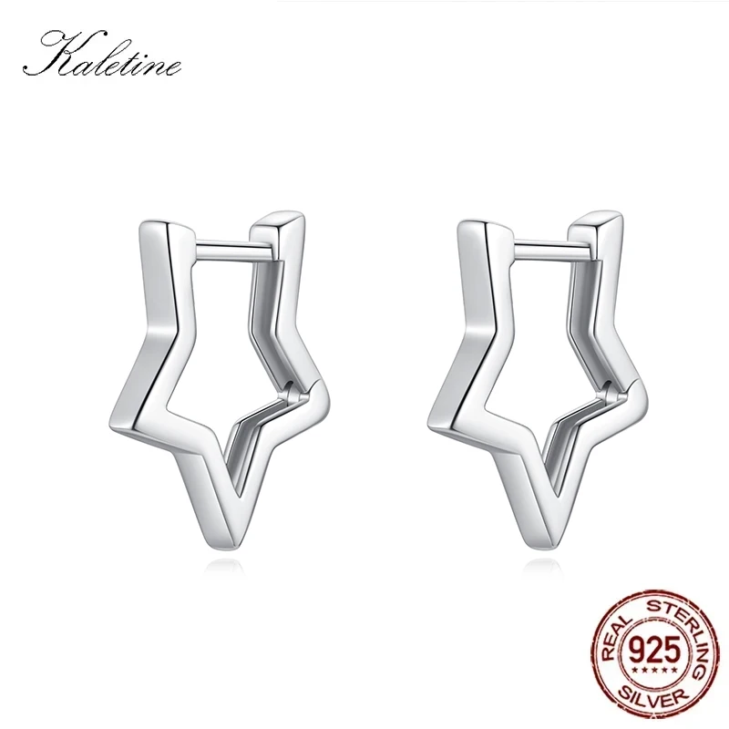 KALETINE 925 Sterling Silver Earrings Statement Star Geometric Hoop Flexible Earwire Leverback Women Jewelry
