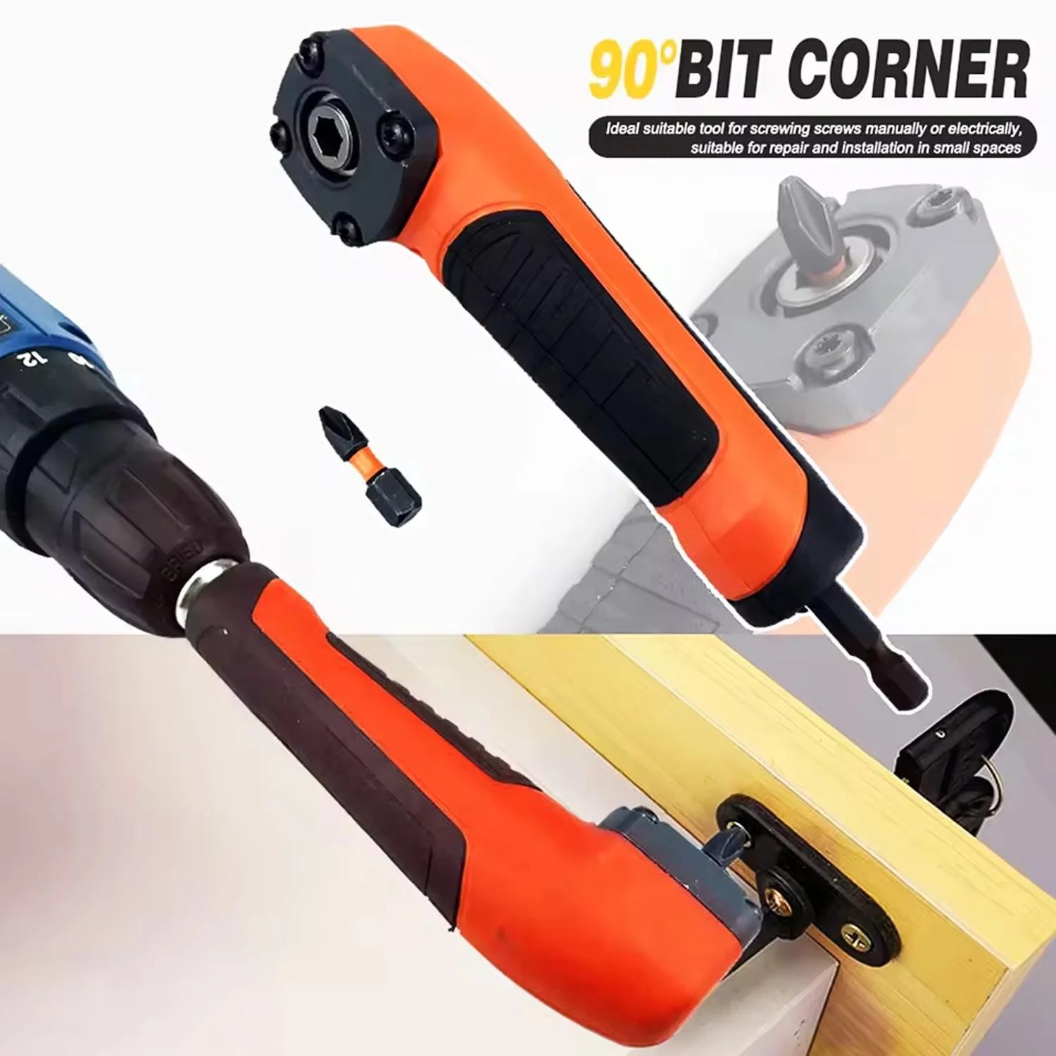 Attacco ad angolo retto Cacciavite elettrico Riparazione Dispositivo angolare da 90 gradi Adattatore per presa per cacciavite Adattatore angolare per punta da trapano