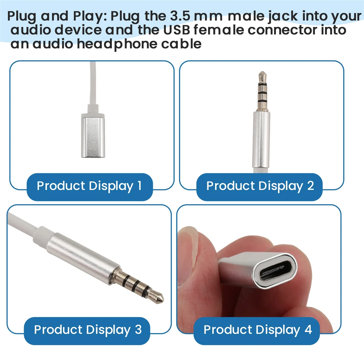 CHCH 3.5mm Male to Type C Female Audio Cable Cord, Analog Audio Jack Headphone Audio Adapter for MP3 Player, Laptop,Tablet C