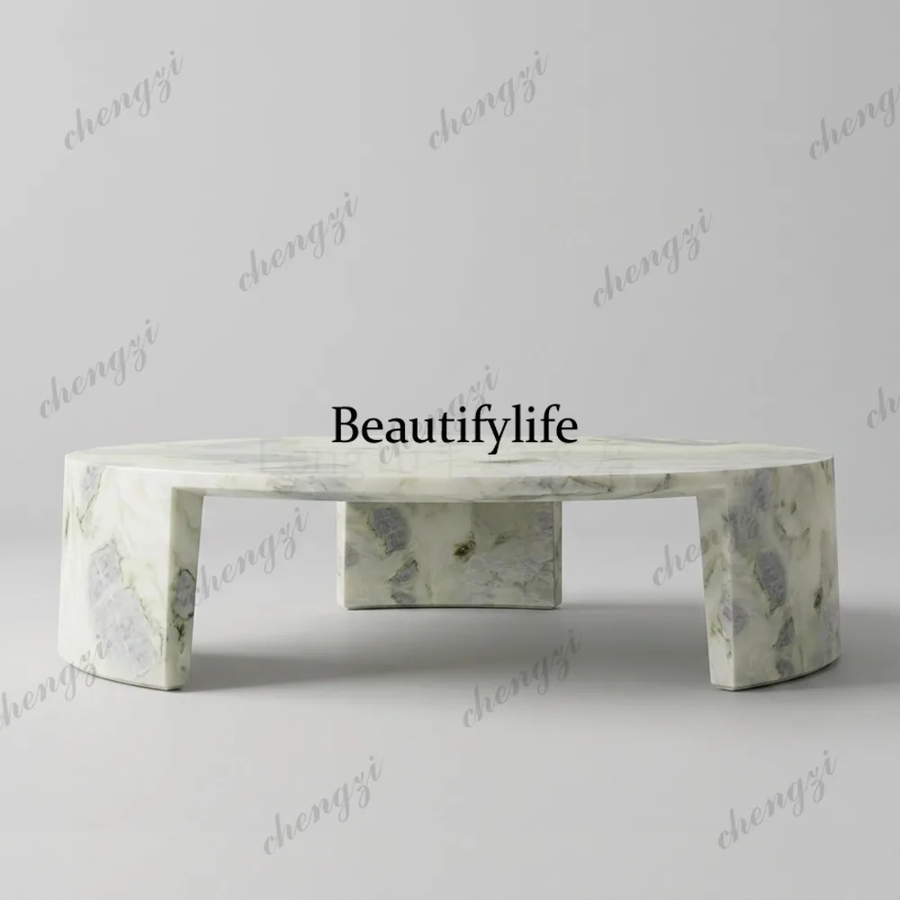 Italian light luxury high-grade natural marble round coffee table designer living room coffee table tea table