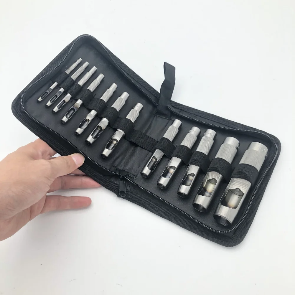 

Набор из 12/15 шт. пробойников для кожи: круглые пробойники, инструмент для вырезания отверстий, для рукоделия из кожи, ремней, сумок, одежды, DIY ﻿