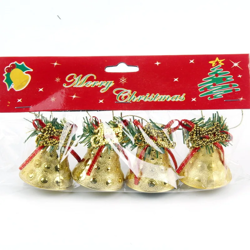 

4.5cm Christmas Decorative Bell Plastic Plated Tree Hanging Pendant Accessories Gold Silver Red Scene Arrangement Party Props