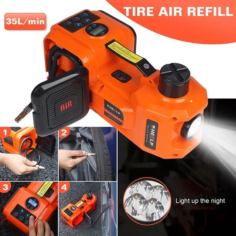 12v 5 Ton Outdoor Electric Car Jacks Kit Hydraulic Floor Lift Jack With Air Pump and Impact Wrench