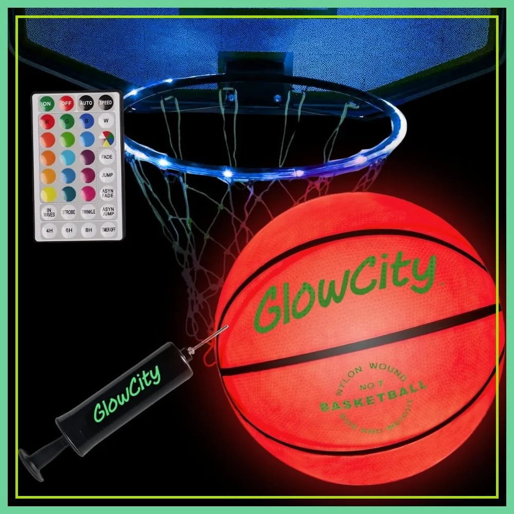 

Glow in The Dark Basketball - Size 5, 6, 7 Light Up Ball for Night Games - Sports Gift for Teens & Adults