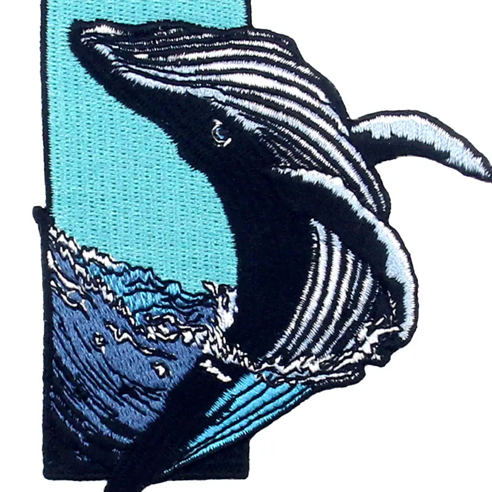 Patches Embroidered Patch Down Jacket Hampback Whale Jump from Sea Ceo-Friendly Handmade 3D Patches Denim Skirt Patch