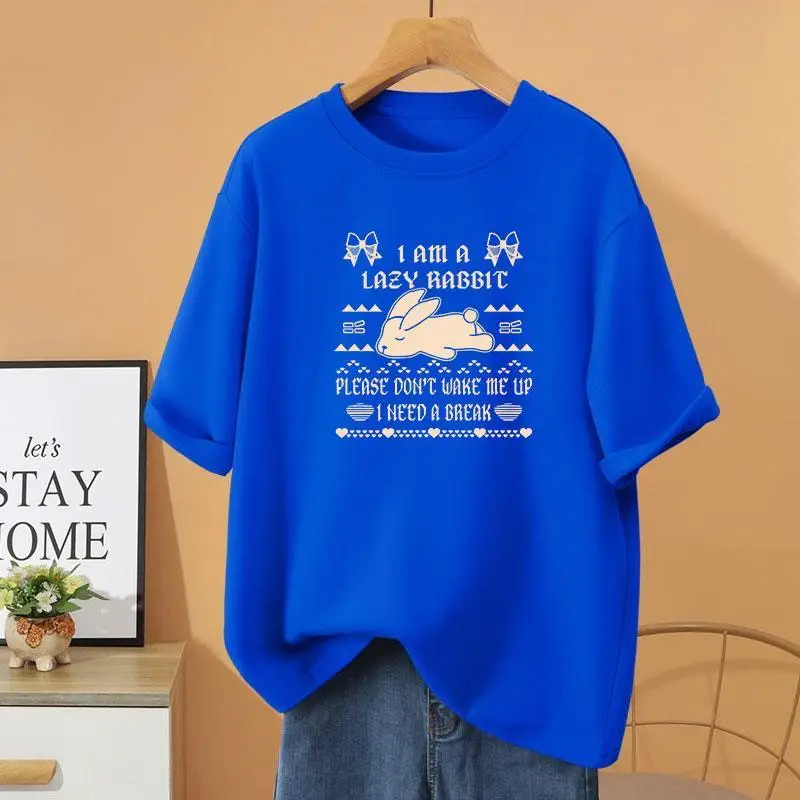 

Women Vintage Y2k Short Sleeve Top Tee, Summer Loose Casual 100% Cotton O-neck T-shirt, Cartoon Printed Basic Pullovers