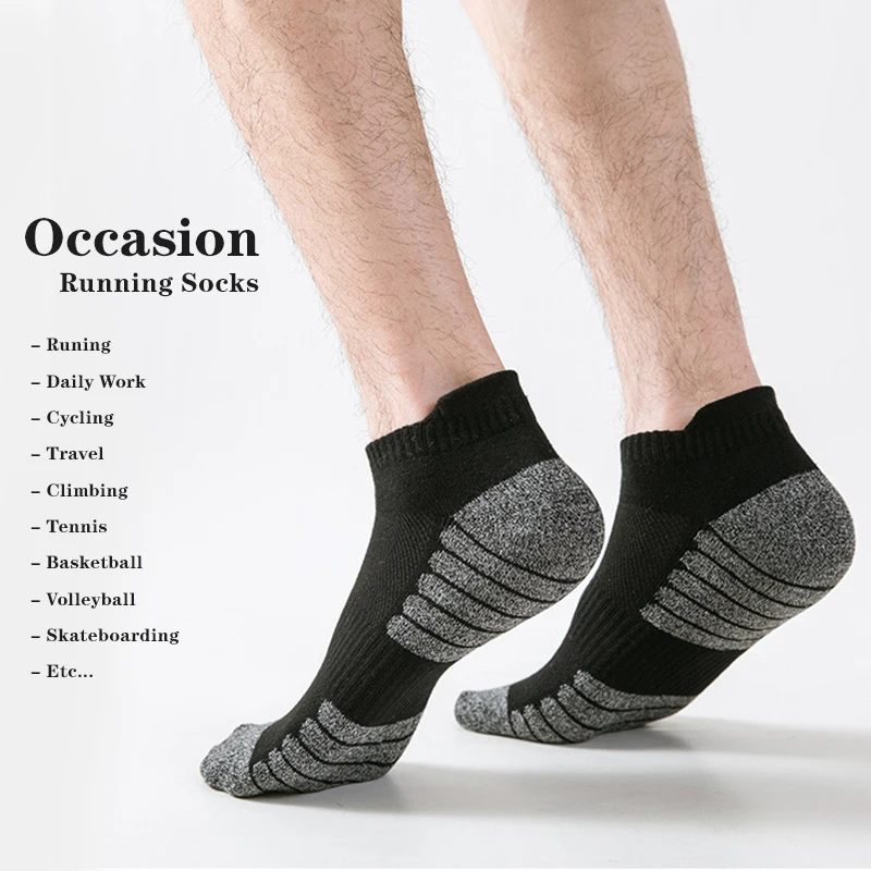 6 Pairs/Lot Men Sport Socks Anti-slip Cotton Sock Short Tube Running Sport Socks Breathable Deodorous Basketball Cycling Socks