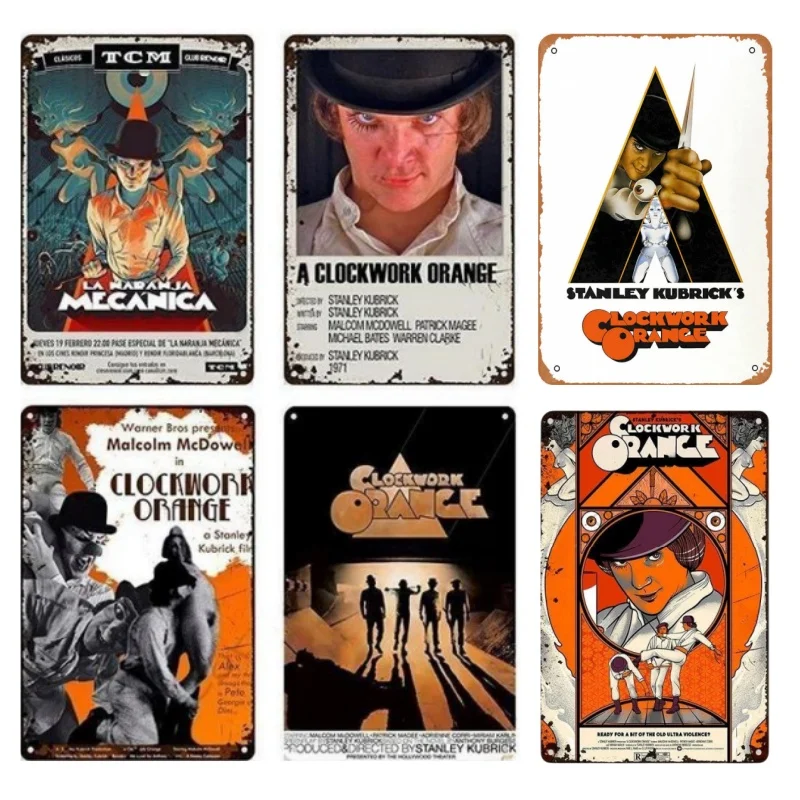 Metal Tin Poster Classic Movie A Clockwork Orange Metal Tin Sign Plaque Poster for Bar Club Wall Home Vintage Wall Plate Pendant