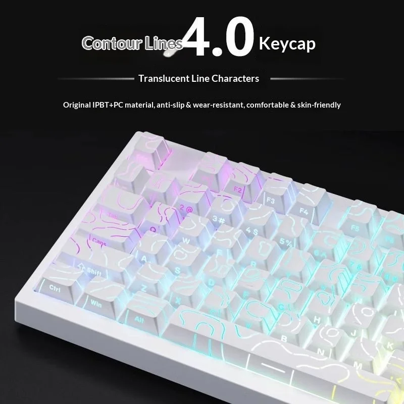 Aula Contour Keycaps V4.0, Side-Engrapped, Shine-Through, Gradient, Compatible with Win / Hero / 68/75/F87/104/108 Keys
