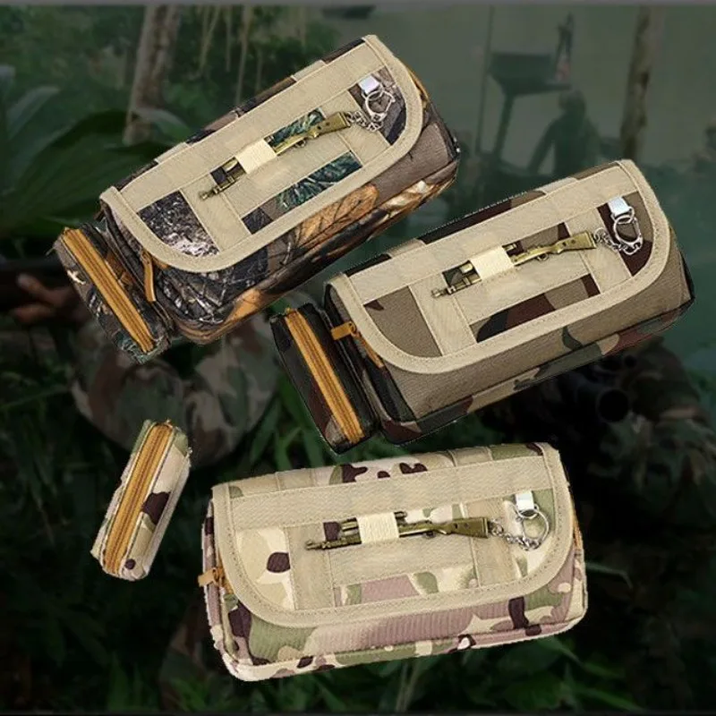 Camouflage Canvas Pencil Case Multifunctional Pencil Cases Large Capacity Zipper Style Stationery Storage School Supplies
