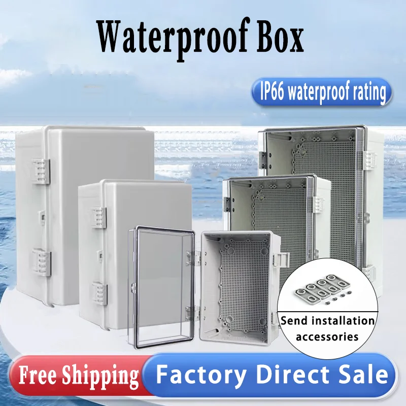 

IP66 Waterproof Gray/Transparent Cover Enclosure Juction Box ABS Plastic Outdoor Seal Power Case Distribution Box Hinge case