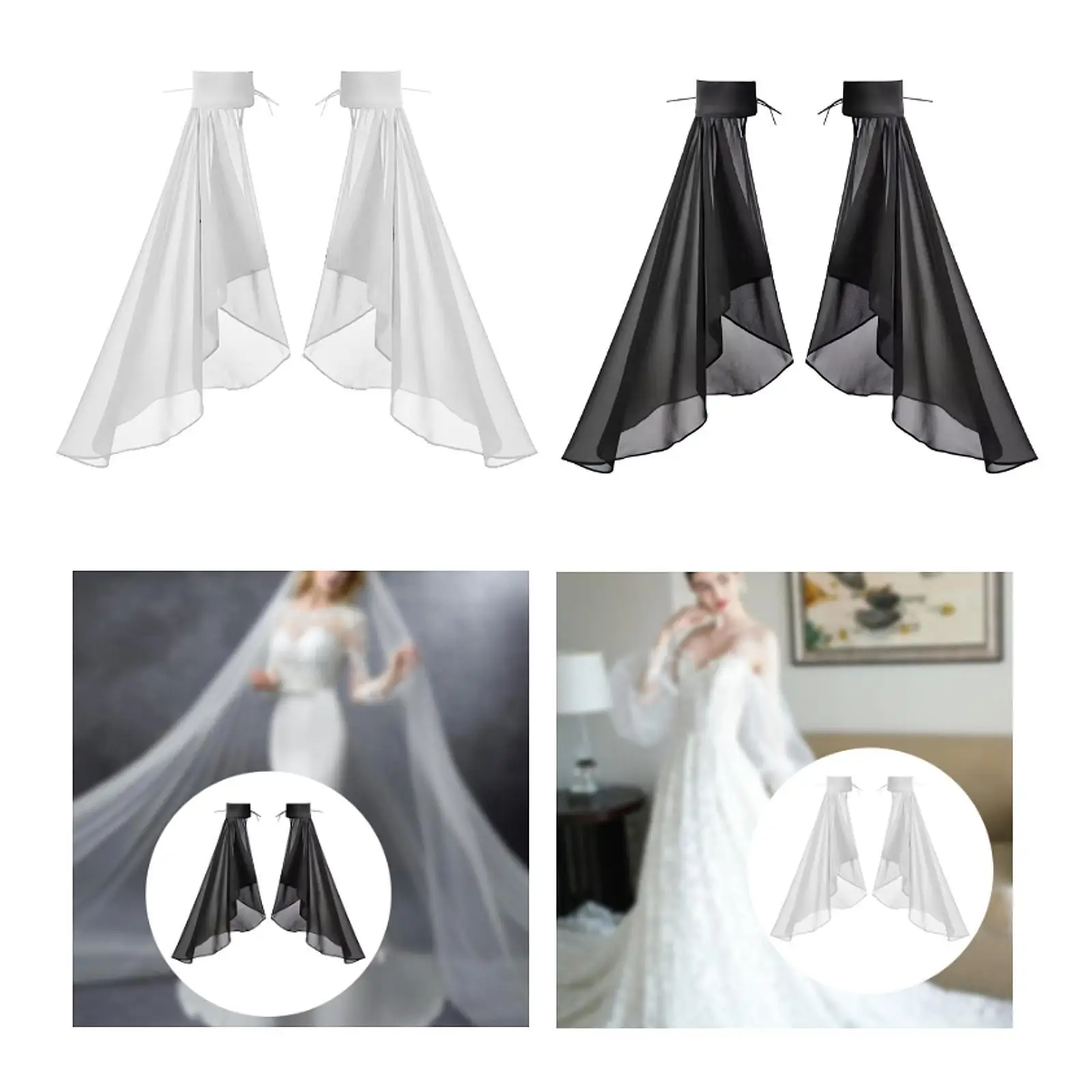 Satin-Chiffon, lange Tüllärmel, abnehmbare Armabdeckung, modisches Arm-Accessoire für Frauen, Herbst, Hochzeit, Cosplay