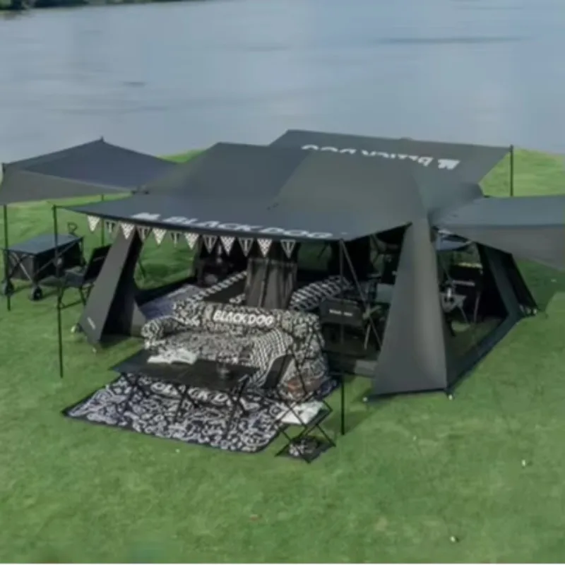 

STLF Automatic Sunproof Rainproof Outdoor Camping Tent Quick-Opening Room-Type Four-Hall Two-Room Design Oxford