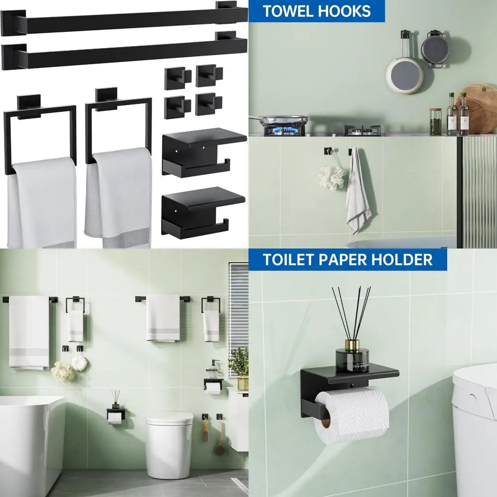 Набор фурнитуры для ванной комнаты из нержавеющей стали, настенный держатель для полотенец, держатель для туалетной бумаги, крючки, аксессуары для ванной, 23,6 дюйма
