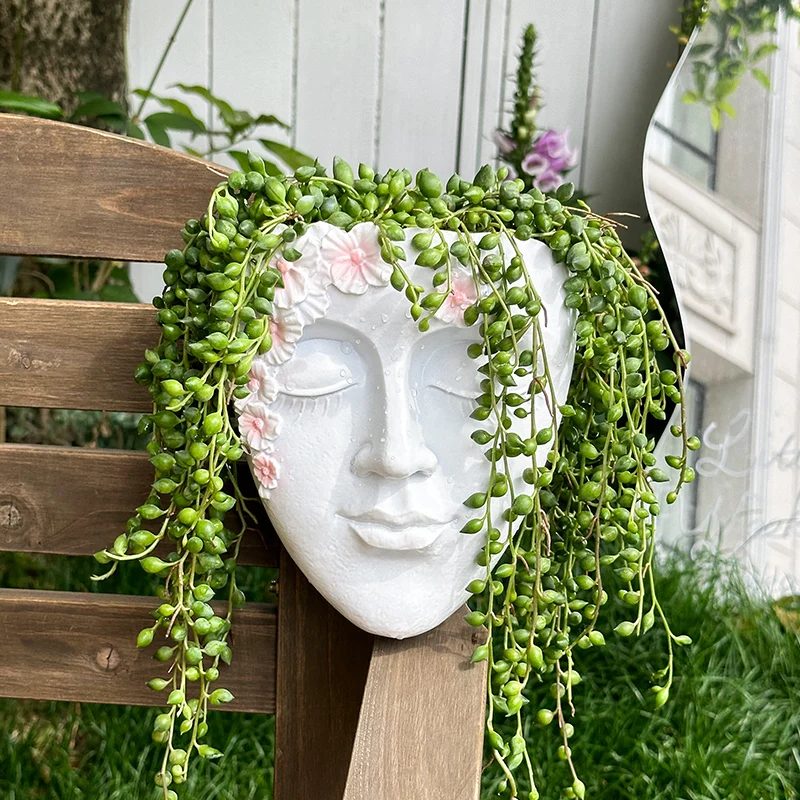 Maceta clásica para flores faciales, maceta de pared con cabeza adecuada para maceta suculenta montada en la pared, decoración de jardín