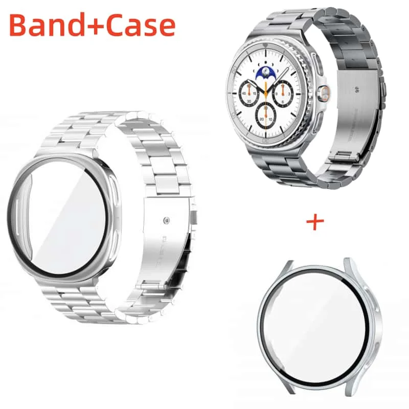 Hard PC Case + Metal Band for Samsung Galaxy Watch 8 9 40mm 44mm Screen Protector Stainless Steel Bracelet for Galaxy 8 40/44mm