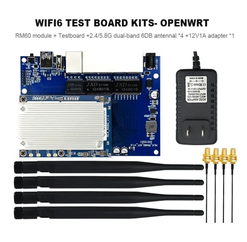 Hi-Link HLK-RM60 AX Gigabit 2.4G 5.8G dual-band serial port WiFi module OpenWrt develop board MT7621/MT7975/MT7905 WiFi6 module