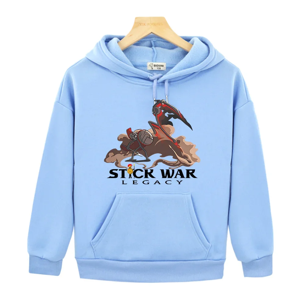 Cartoon Stick War Print Hoodies Girls/Boys Kids Clothes Four Seasons Round Neck Long Sleeve Harajuku Sweatshirts High Quality