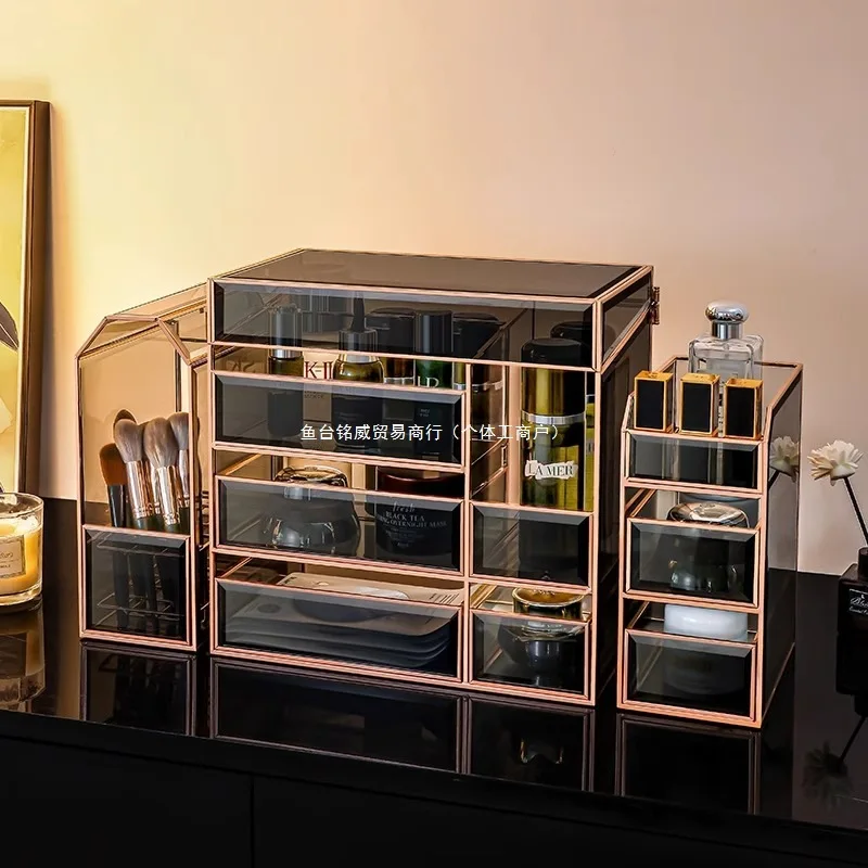 

High-luxury cosmetics storage box desktop high-end glass skin care products