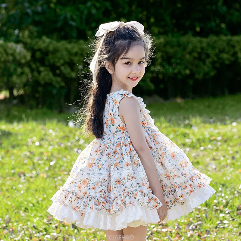 

Party Dress 2025 New Spring Summer Girls Sleeveless Outfit Toddler Cute Casual Wear Lolita Floral Embroidery Princess Gown Kids