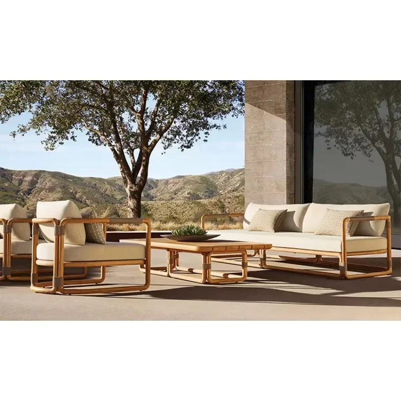 

Teak garden furniture set, backyard garden sofa, Nordic design outdoor sofa set