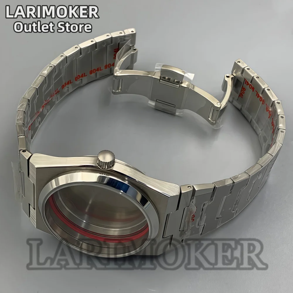 LARIMOKER 39mm Men's Automatic Mod Watch Case Integrated Steel Bracelet with Butterfly Clasp Sapphire Crystal For NH35 PT5000