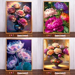 Fiori di peonia stampati 11CT punto croce kit completo ricamo DMC fili artigianato cucito artigianale hobby per adulti regalo gioielli