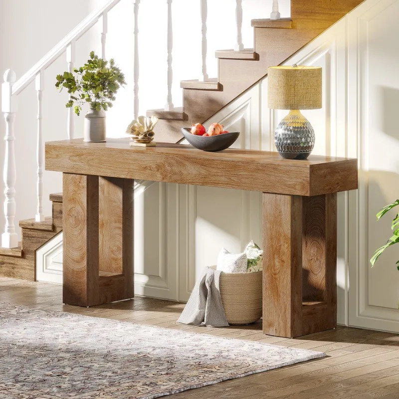 High-end vintage console table Light luxury American Retro entrance table Medieval wood console bois entrée maison furniture