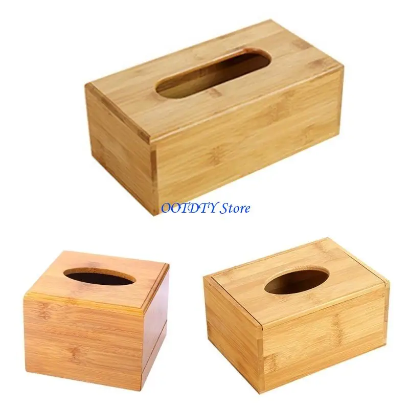 367A Creative Bamboo Napkin Tissue Holder Box Durable Exquisite Tissue Utility Tabletop Paper Dispens