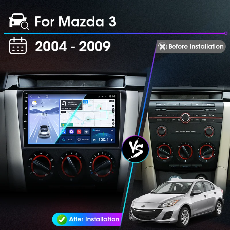 Android 12 Carplay per Mazda 3 2004 2005 2006 2007 2008 2009 Autoradio con lettore multimediale BOSE 2 Din Stereo Navigazione GPS