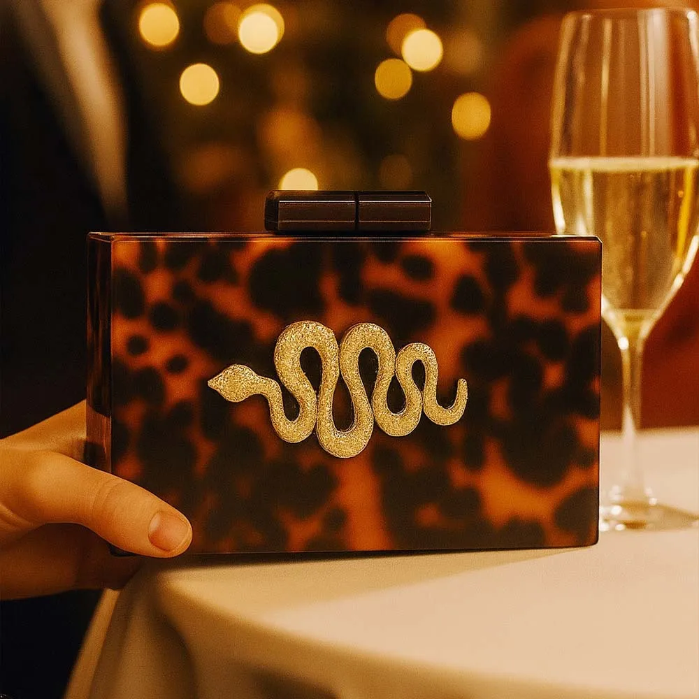 Party Chain Bag Acrylic Shoulder Evening Painted Wedding Crossbody New Clutch Lady Bags Women's Amber Dress Leopard Handbag