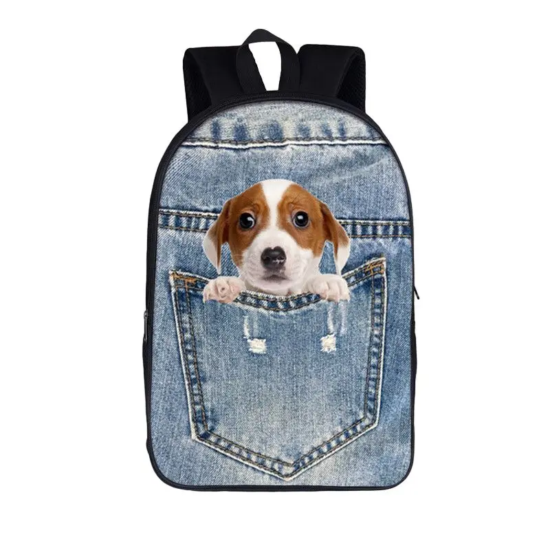 Cute Pet Dog Backpack com bolso, mochila escolar, mochila de cachorro, grande capacidade, saco de armazenamento, mochilas para menino e menina, mochila de viagem