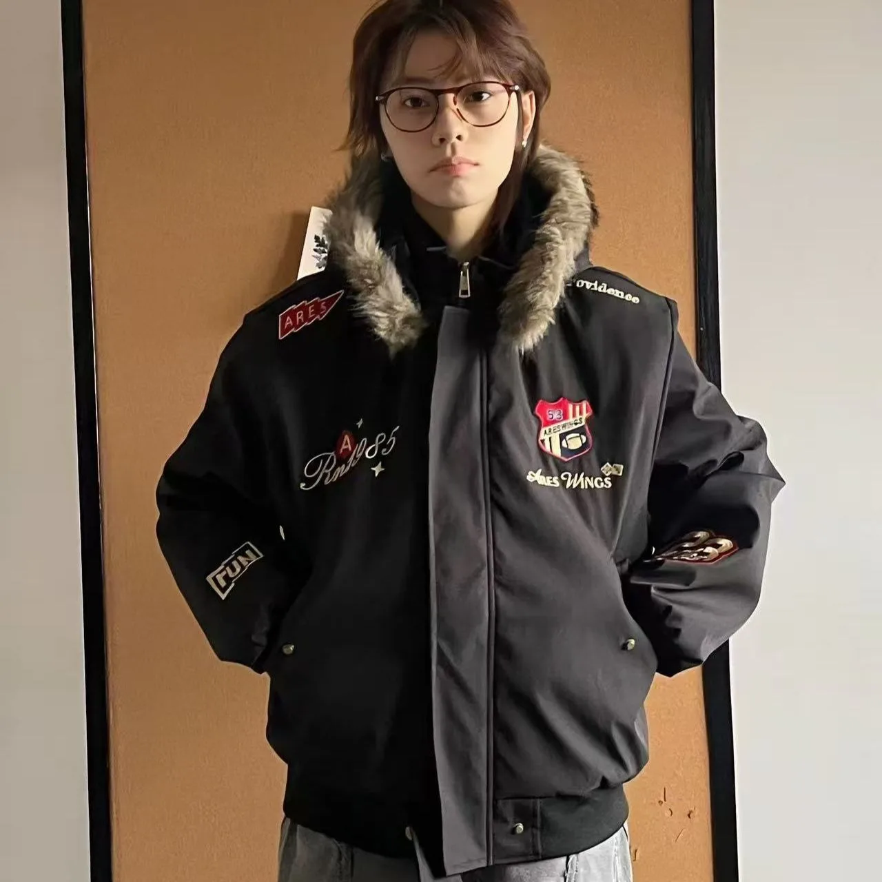 

Мужская хлопковая куртка Thiened, осень-зима, теплая верхняя одежда большого размера с вышивкой Bae Mountain Eagle, американская одежда Sle Jaet