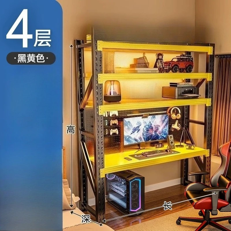 Computer Desk, Desktop, Simple Shelf, Gaming Desk, DIY Multi-Layer Storage Rack, Home Desk with Built-In Storage Solutions