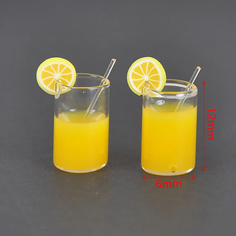 2X Mini Lemon Water Cup Dollhouse Accessories Toy Mini Decor Gift 1:12