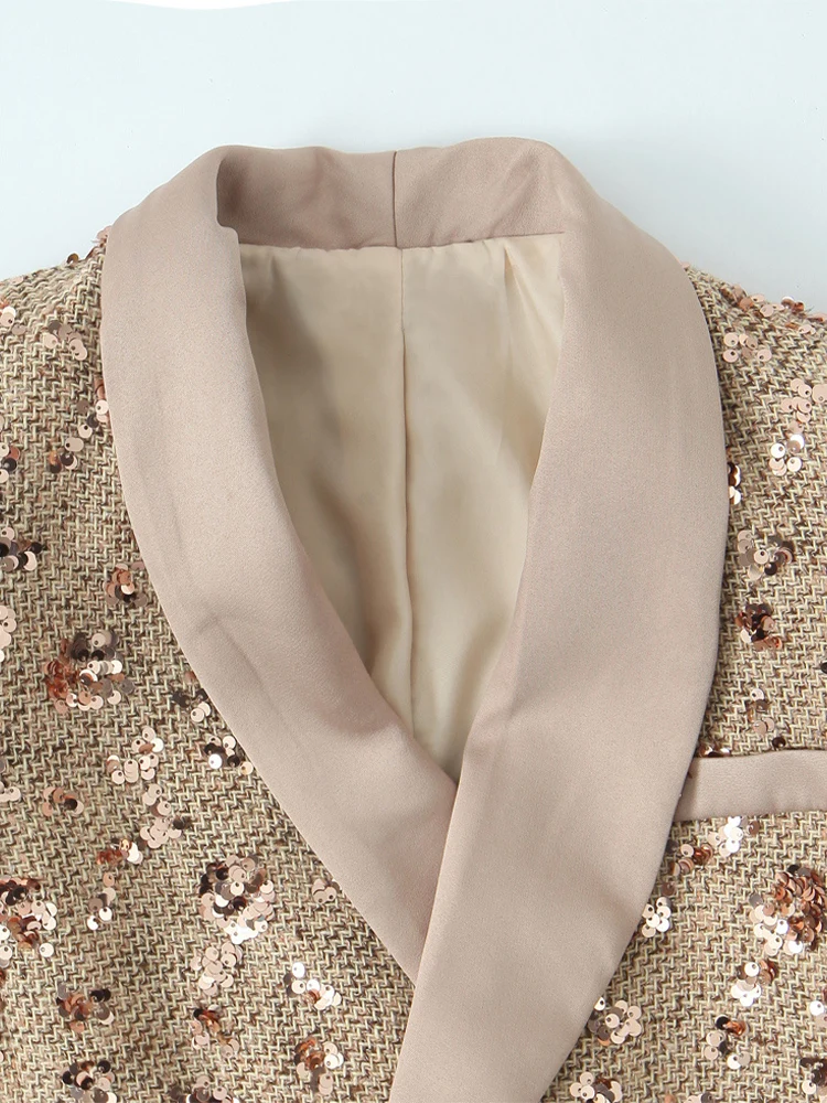 ヨーロッパ風の新しいレディースファッション、多用途でエレガントなスパンコール付きサイドタイの長袖スーツジャケット（職場向け）