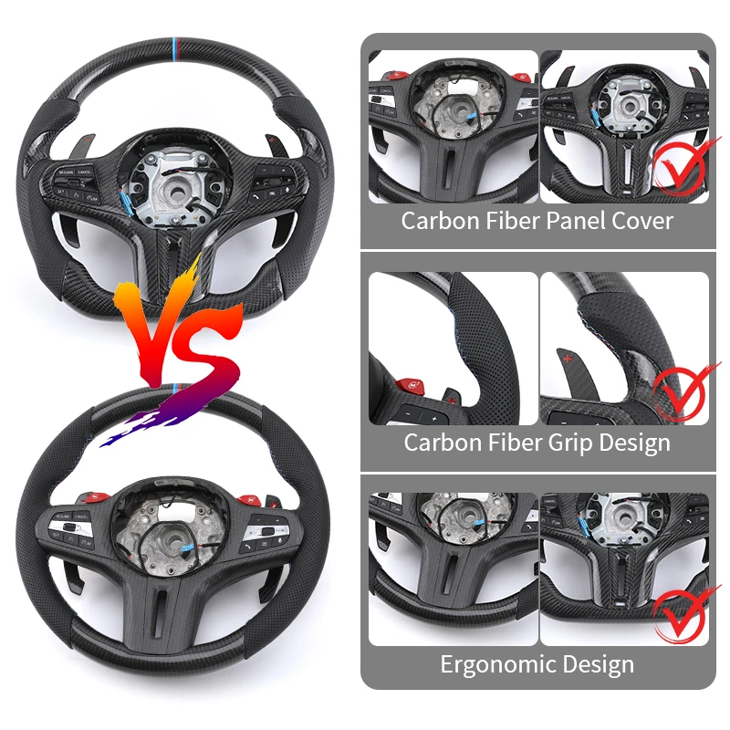 Custom Lenkrad Half Perforated Leather Carbon Steering Wheel for BMW G20 G22 G30 M2 G87 M3 G80 M4 G82 G83 M5 F90 M8 F92 X3M F97